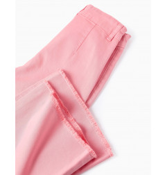 Pantalón con Dobladillos Deshilachados para Niña 'Wide Leg', Rosa-Zippy