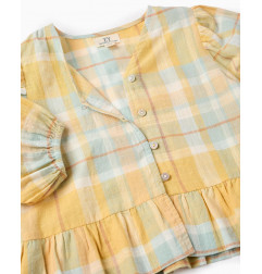 Blusa de niña a cuadros con volantes 100% algodón-Zippy