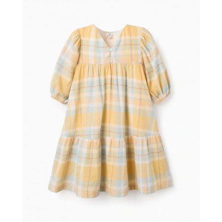 Vestido de bebé niña a cuadros con volantes 100% algodón-Zippy