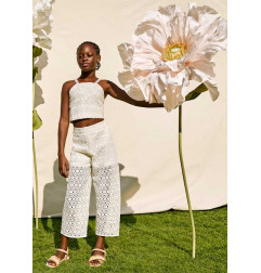 Conjunto pantalón crochet niña Crudo-Abel & Lula