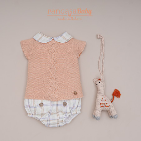 Conjunto Ranita Cuadros Melocoton-Pangasa