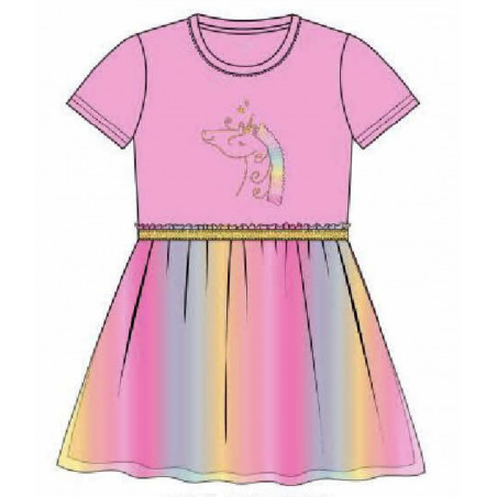 Vestido Fantasía Tul Arcoiris y Unicornio Rosa-Blue Seven