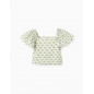 Top Floral con Mangas de Mariposa para Niña, Blanco/Verde-Zippy