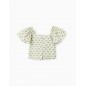 Top Floral con Mangas de Mariposa para Niña, Blanco/Verde-Zippy