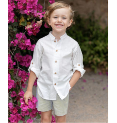 Conjunto Camisa y Bermuda Chambray Verde Agua-Coco Ceremonia