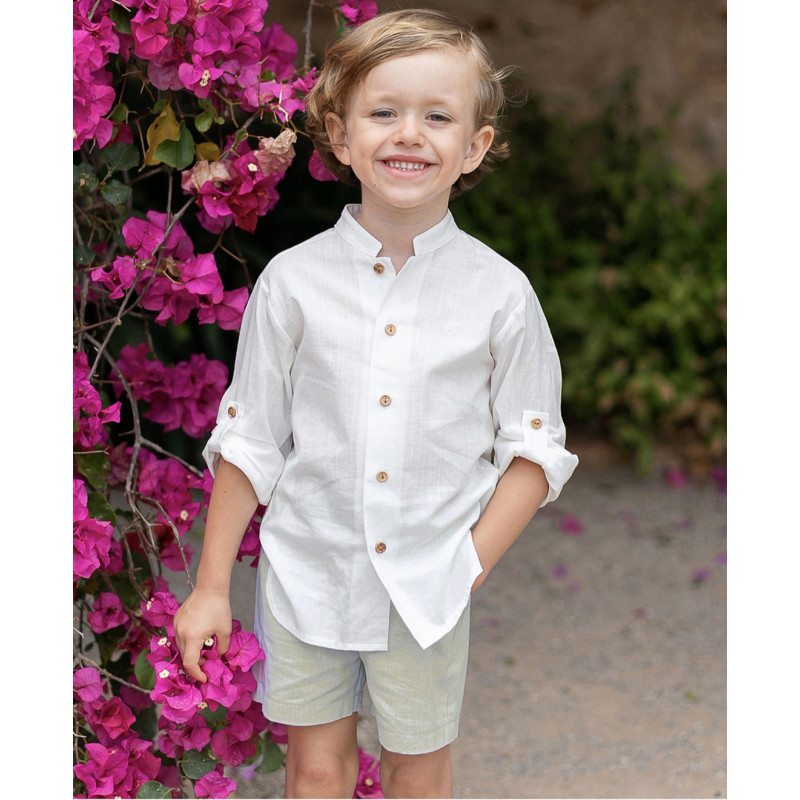 Conjunto Camisa y Bermuda Chambray Verde Agua-Coco Ceremonia