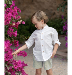 Conjunto Camisa y Bermuda Chambray Verde Agua-Coco Ceremonia