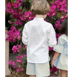 Conjunto Camisa y Bermuda Chambray Verde Agua-Coco Ceremonia