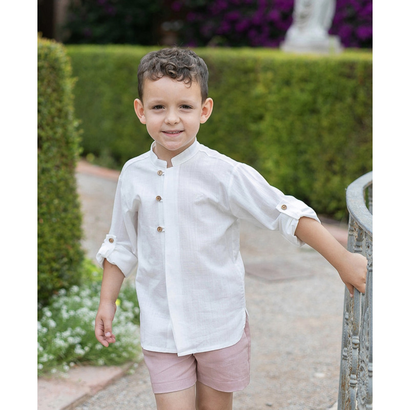 Conjunto Camisa y Bermuda Lino Maquillaje-Coco Ceremonia