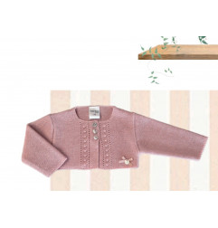 Chaqueta Corta de Hilo Rosa Empolvado-Valentina