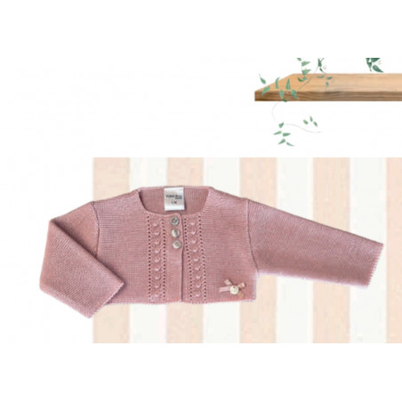 Chaqueta Corta de Hilo Rosa Empolvado-Valentina