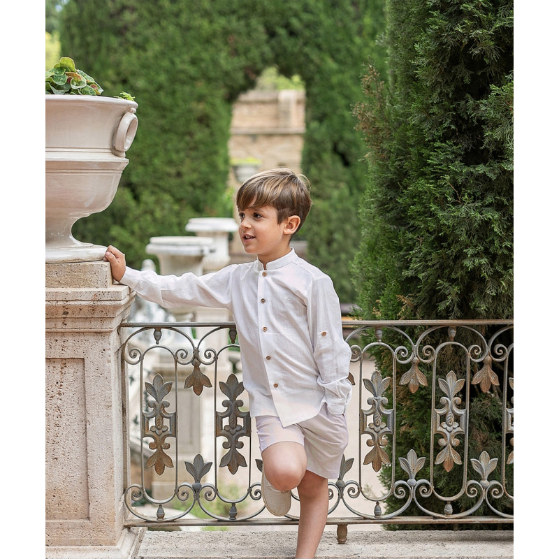 Conjunto Camisa + Bermuda Chambray Tostado-Coco Crremonia