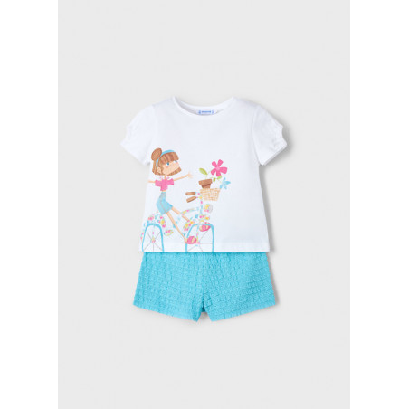 Conjunto pantalón corto fantasía y camiseta niña Ágata-Mayoral