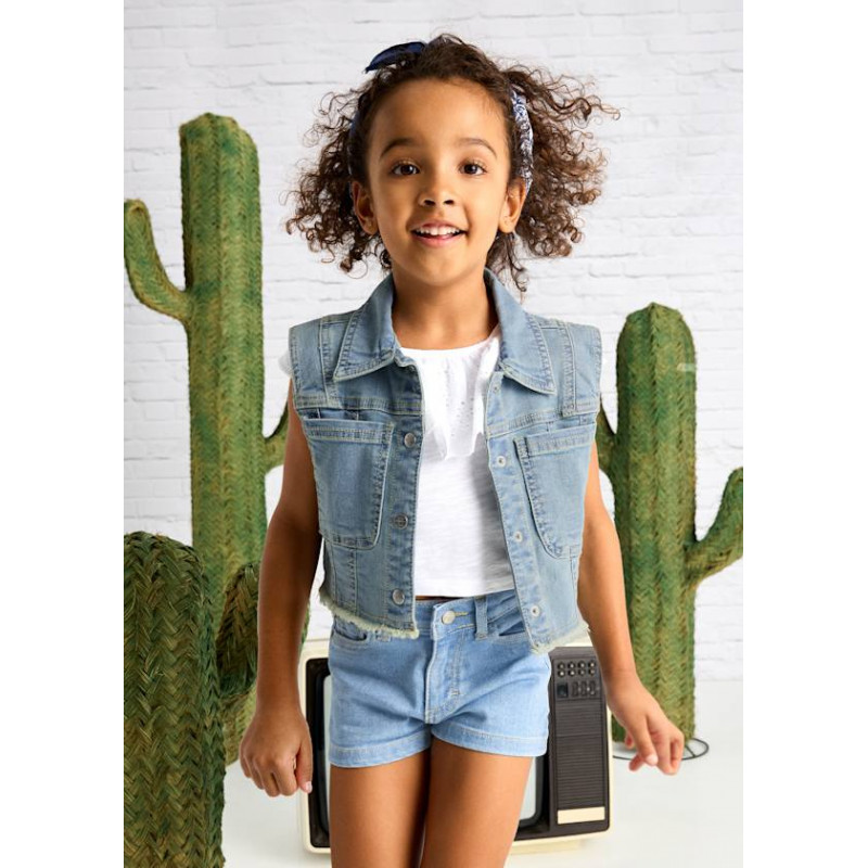 Pantalón corto vaquero básico niña tejano claro-Mayoral