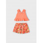 Conjunto pantalón corto estampado y camiseta niña mandarina-Mayoral