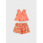 Conjunto pantalón corto estampado y camiseta niña mandarina-Mayoral