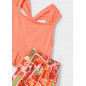 Conjunto pantalón corto estampado y camiseta niña mandarina-Mayoral