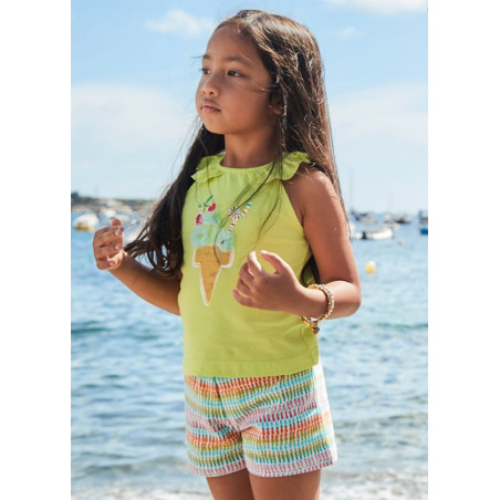 Conjunto pantalón corto y camiseta helado niña citron-Mayoral