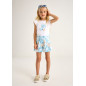 Conjunto camiseta flor relieve y falda pantalón estampada niña-Mayoral