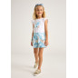 Conjunto camiseta flor relieve y falda pantalón estampada niña-Mayoral