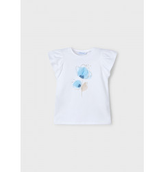 Conjunto camiseta flor relieve y falda pantalón estampada niña-Mayoral