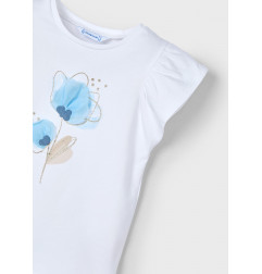 Conjunto camiseta flor relieve y falda pantalón estampada niña-Mayoral