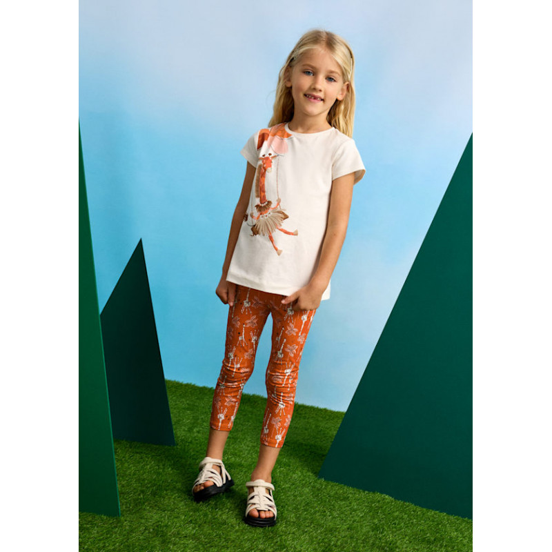 Conjunto legging tobillero y camiseta estampado niña paprika-Mayoral