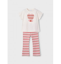 Conjunto legging acampanado y camiseta niña salmón-Mayoral