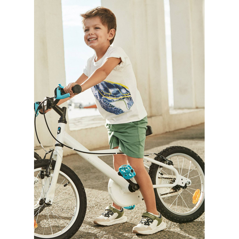 Conjunto bermuda y camiseta tortuga niño Blanco/Laurel-Mayoral