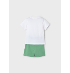 Conjunto bermuda y camiseta tortuga niño Blanco/Laurel-Mayoral