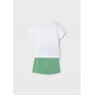 Conjunto bermuda y camiseta tortuga niño Blanco/Laurel-Mayoral