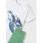 Conjunto bermuda y camiseta tortuga niño Blanco/Laurel-Mayoral