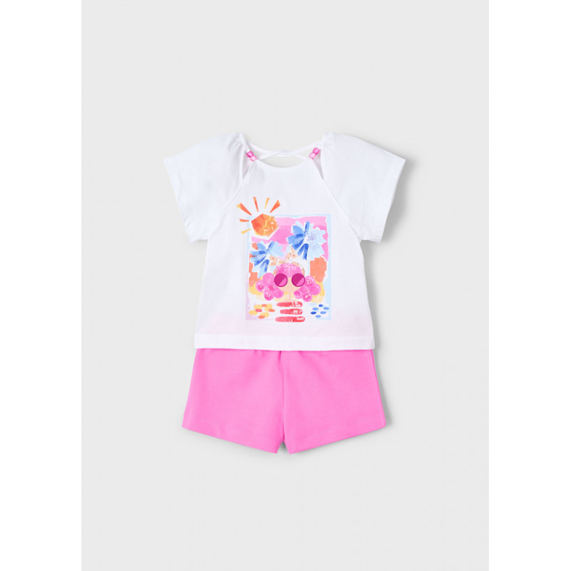 Conjunto pantalón corto y camiseta estampado niña camelia-Mayoral
