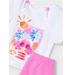Conjunto pantalón corto y camiseta estampado niña camelia-Mayoral