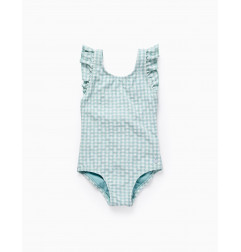 Bañador Vichy con Volantes para Bebé Niña 'B&S', Verde Agua-Zippy