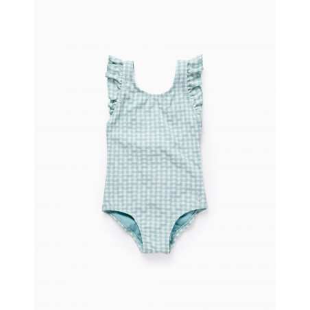 Bañador Vichy con Volantes para Bebé Niña 'B&S', Verde Agua-Zippy