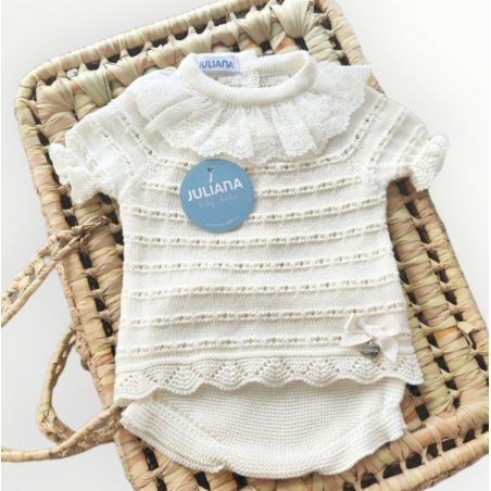 Conjunto pasacintas puntilla Crudo-Juliana