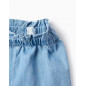 Pantalón Vaquero Cintura Paperbag para Niña 'Wide Leg', Azul Claro-Zippy