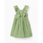 Vestido de Viscose, Algodón y Lino con Volantes para Niña, Verde-Zippy
