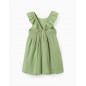 Vestido de Viscose, Algodón y Lino con Volantes para Niña, Verde-Zippy