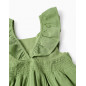 Vestido de Viscose, Algodón y Lino con Volantes para Niña, Verde-Zippy