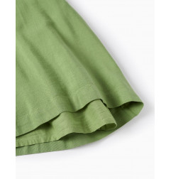 Vestido de Viscose, Algodón y Lino con Volantes para Niña, Verde-Zippy