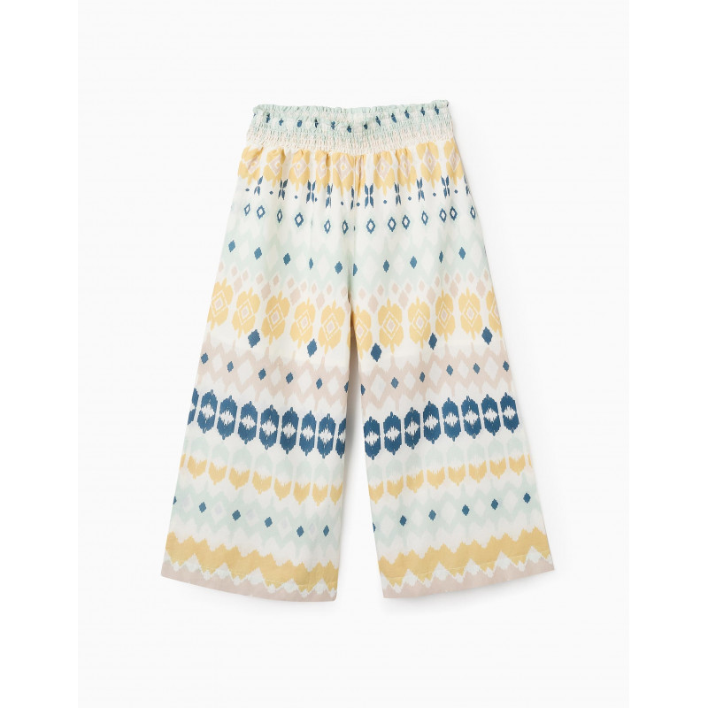 Pantalón Wide Leg con Estampado Étnico para Niña, Multicolor-Zippy