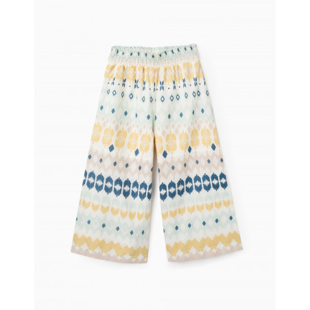 Pantalón Wide Leg con Estampado Étnico para Niña, Multicolor-Zippy