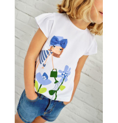 Camiseta dibujo niña Blanca-Mayoral