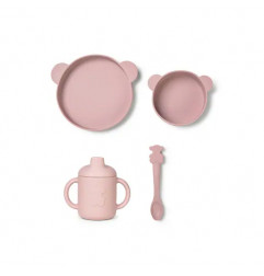 Vajilla de 4 piezas de silicona Zoe rosa-Tous Baby