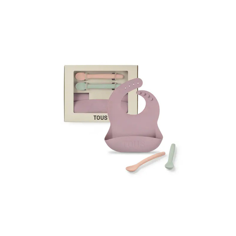 Set de babero y 2 cucharas Food Kit rosa-Tous Baby