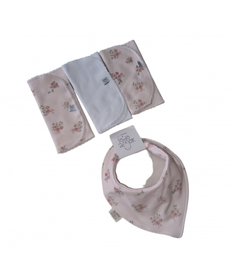 Set Babero Bandana Reversible +Tres Babitas Laurentina-Todo Amor Baby