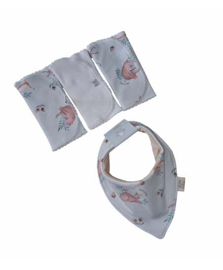 Set Babero Bandana Reversible +Tres Babitas Belisario-Todo Amor Baby