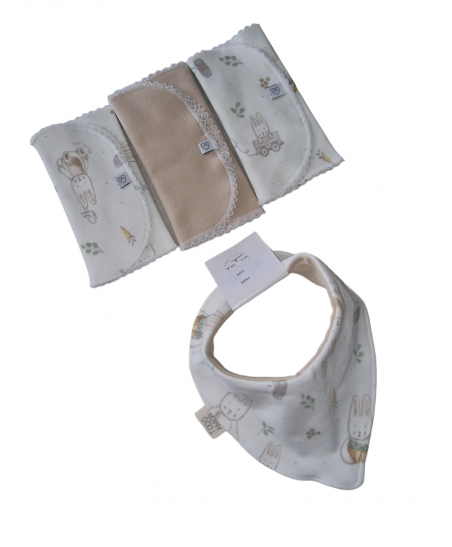 Set Babero Bandana Reversible + Tres Babitas Amore-Todo Amor Baby
